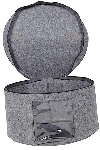 Vaguelly Caja Para Sombreros Redonda 40x26 Cm Gris, Material Resistente Tapa Transparente De Pvc, Organizador Portátil De Sombrerera Para Viaje y Almacenamiento De Mujer