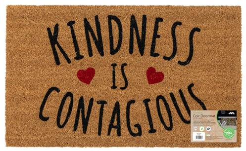 JVL Eco-Friendly Latex Backed Coir Entrance Doormat, 45x75cm - Kindness