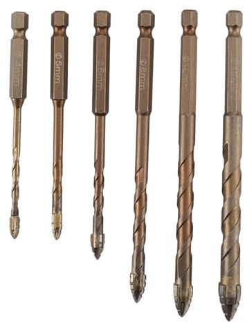Dytabepl Exzentrische Bohrer Set 3/4/5/6/8/10/12 mm 4-Schneiden Sägezahn Bohreinsätze für Präzision in Glas, Fliesen, , Steinbohrer-Set für , Marmor