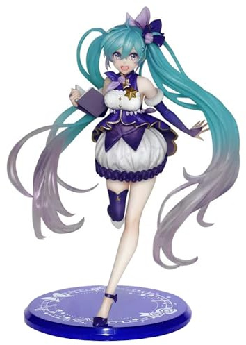 Miku Figura Statua Miku Action Figure Modello Anime Girl Figure Miku Scultura, Vestito Bianco Viola Standing Posizione Modello 19CM PVC Da Collezionismo Desktop Ornaments Decorazione Regalo