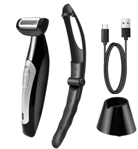 Rasoio pour le dos - Homme électrique qui fait semblant, toilette ergonomique pour un rasage facile de la poitrine, manche long et flexible | Cheveux corporels masculins avec rasoir électrique