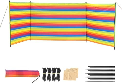 Strandvindskydd - Vindskydd Camping Skärm Solskydd | Bärbar Vindtät Barriär Med Stänger & Bärväska Fiske, Picknick Och Trädgård