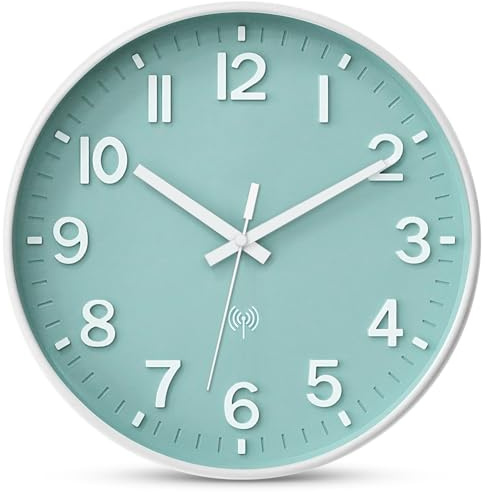 Ziprote Wanduhr Funk Lautlos Funkuhr Wanduhr 30cm Groß Funkwanduhr Uhr | Küchenuhr Funkuhr Ohne Tickgeräusche Wanduhren Geräuschlos Grün Modern für KüChe Schlafzimmer, Büro