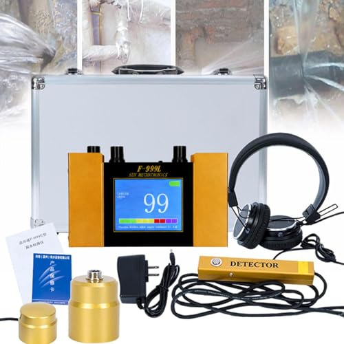 Sensor ultrasónico de Fugas de Agua con geófono, Sensor de detección de Fugas, Detector de Fugas de Agua subterránea, Detector de Fugas de plomería con Auriculares y 4 velocidades Ajustables