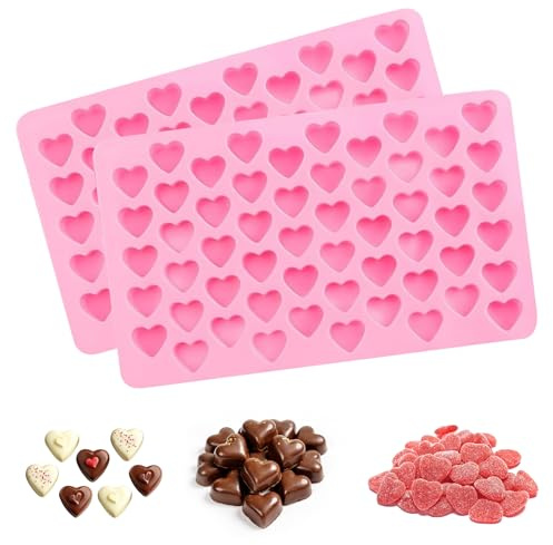 Molde de Silicona en Forma de Corazón, 2pcs Moldes Chocolate Corazon, Moldes Silicona para San Valentín, para Hacer Pralinés, Cubitos de Hielo, Caramelos, Mousses y Gelatinas(A)