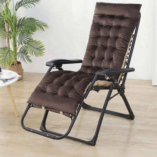Premium getuftetes Gartenstuhlkissen mit Rückenlehnen, waschbar, hohe Rückenlehne, Sitzpolster für Schaukelstühle, drinnen und draußen, Esszimmer, Braun, 160 x 50 x 8 cm