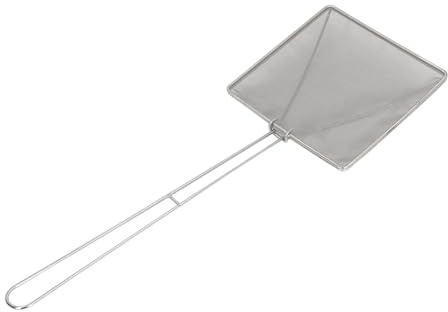 Schiumarola Olio in Acciaio Inossidabile 304, Retino Quadrato a Maglia Fitta 20x20cm – Filtra Residui per Olio Pulito, Manico Antiscivolo da 38cm, Utile per e Frittura