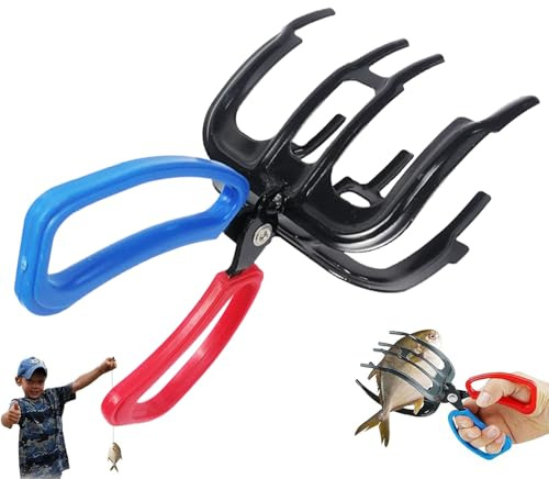 Pinza per artigli di pesce, multifunzionale, antiscivolo, pinza di controllo in metallo, pinza di controllo per la maggior parte dei pesci d'acqua dolce per la cattura