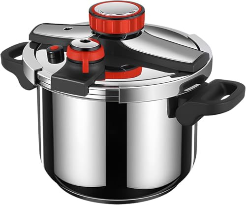 Olla a presión de acero inoxidable, olla de doble mango de 10 L con válvula de presión ajustable, compatible con inducción para todas las cocinas