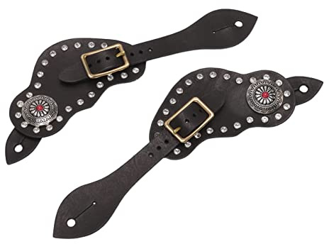 Kukyller Cinturini per speroni in Pelle per Uomo Donna, Cinturini per speroni Occidentali in Pelle Stile Vintage Occidentale Equipaggiamento Protettivo per Equitazione Accessori equestri