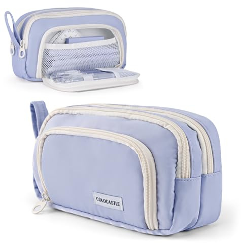 COLOCASTLE Federmäppchen Mäppchen mit 3 Fächer Federtasche große Kapazität Federmappe Mädchen Junge Teenager Erwachsene Schlamppermäppchen Pencil Case mit Tragegriff für Schule Büro