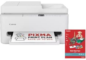 Canon PIXMA TS7550i – Imprimante compacte Jet d’Encre Multifonction Wi-FI 2,4/5 GHz – Impression Recto Verso – Format A4 PIXMA Print Plan - Inclus Papier Photo A4 MP-101, 5 Feuilles