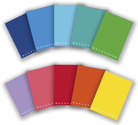 Pigna Notizbücher A5 Einfarbig, 5M innen, 5 mm quadratisch, 80 g/m² Papier, Assortierte Einbände, A5 Format 15x21 cm, 10