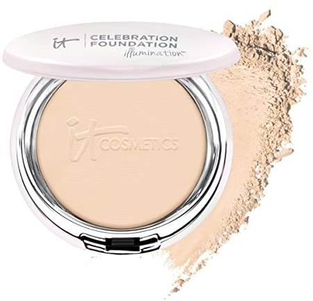 IT Cosmetics Celebration Foundation Illumination, Light (W) - Full-Coverage, Anti-Aging Powder Foundation - Blurs Pores, Wrinkles & Imperfections - 0.3 oz Compact