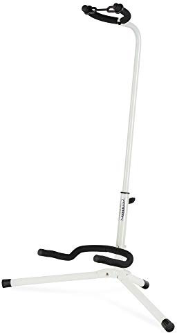 Classic Cantabile Gitarrenständer - Universal Gitarrenständer für Konzertgitarre, Westerngitarre, E-Gitarre, E-Bass - Gepolsterte Auflage - Klappbarer Gitarrenständer - Weiß