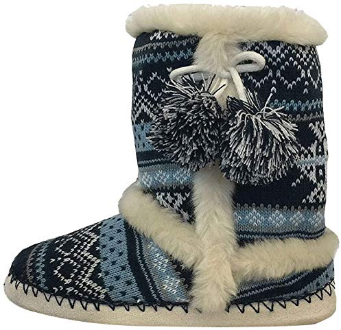 Dunlop Annabelle Gretel Farrah Fairisle stövlar, norra mönster, fluffig, varm, Strick, Fara NAVY, Gr. dam 36/37 EU