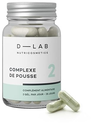 D-LAB | Complexe De Pousse Cheveux | 1 Mois De Cure Naturelle | Active La Croissance, Renforce La Fibre Et Nourrit Le Bulbe Pour Des Cheveux Plus Denses