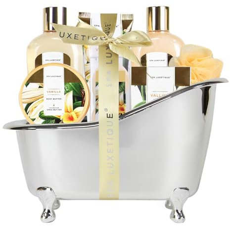 Spa Luxetique Spa Gift Sets, Gifts for Her, 8pcs Vanilla Bath Sets with Body Butter, Bubble Bath, Bath Bomb, Bath Sets for Women Gifts, Christmas Gifts, Gifts for Women