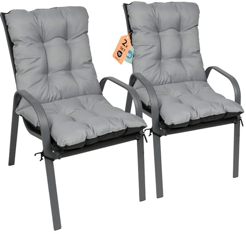 SuperKissen24. Coussin Dossier pour Chaise Longue, Siège, Banc de Jardin, Canapé - Lot de 2-96x48 cm - Bain de Soleil - Intérieur/Extérieur – imperméable - Gris