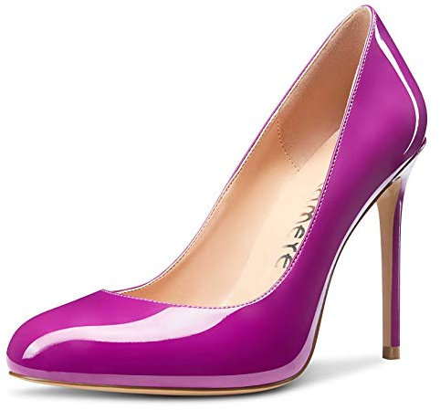 Castamere Scarpe col Tacco Donna Moda Punta Arrotondata Tacco a Spillo 10CM High Heels Viola Pelle Verniciata Scarpe EU 41
