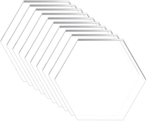 BENECREAT 24PCS Klare Acrylplatte 49x43mm Sechseckige Acrylgussplatte Für Den Austausch von Bilderrahmen Und DIY-Projekte, 3 mm Dick