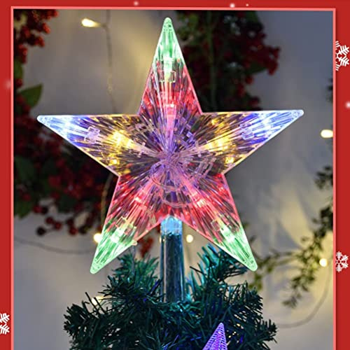 Christmas Tree Topper Star Colour Christmas Tree Star with 10 LED Warm Lights,Light Up Xmas Tree Topper Xmas Decorations for Home Party Decor(16x18cm)