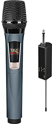 zlw-shop Micrófono inalámbrico Profesional para Cantar. UHF Micrófono dinámico de Karaoke dinámico con Receptor Recargable Micrófono de Mano Dual Metal (Quantity : Single)
