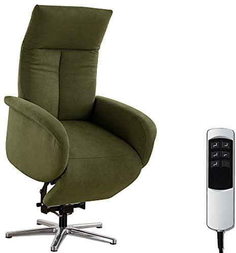 CAVADORE TV-Sessel Juba / Pflegeleichter Fernsehsessel mit Aufstehhilfe + elektrisch verstellbarer Relaxfunktion / 2 E-Motoren / 75 x 112 x 82 / Soft Clean Bezug, Grün