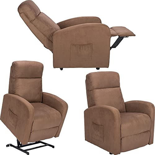 POLTRONE ITALIA Chanel1 PERSONNALISÉ Fauteuil Electrique releveur Dispositif Médical 2 Roues siège à Micro-Ressorts Doux Marron