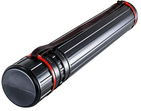 Raylu Paper - Tubo Portadisegni, tubo di plastica estensibile per conservare piani, tele e poster, tubo portadocumenti con tracolla per artisti, lavoro e università (45-74 cm)