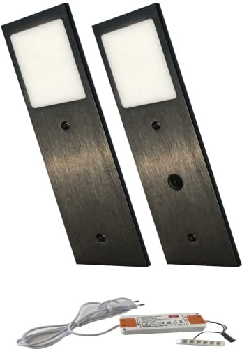 ACCE Super flach Aluminiumkörper LED Unterbauleuchte Küchen Möbel Leuchte Warmweiß oder Neutralweiß inkl Konverter ein Strahler mit Dimmbaren Schalter