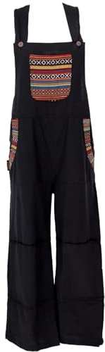 GURU SHOP Salopette larghe Ethno Style oversize, tuta da donna, in cotone, abbigliamento alternativo