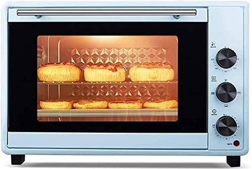 CAZARU Horno multifunción 40 L, 1600 W Asador Función de Aire circulante Temporizador de 60 Minutos Puerta de Vidrio Doble Iluminación Interior Superior e Inferior