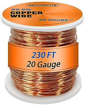UCINNOVATE 20 Gauge Puere Kupferdraht, 20AWG 70m weichen reinen Kupferdraht für die Schmuckherstellung, 0,8 mm Durchmesser Craftwire Kupferschmuck Draht, 99,9% Bare Kupferdraht für elektrische Kultur