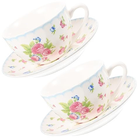 MAGICLULU 1set Tazze Da Tè Porcellana Bone China Design Retro Con Motivo Fiorito Per Caffè e Tè Per Festival e Occasioni Speciali