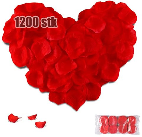 FlyWave Rosenblätter 1200 Stück, Unverzichtbar für Romantische Dekoration Rosenblätter Rot, Rosenblätter Kaufen, Rosen Blätter aus Umweltfreundlichen Materialien