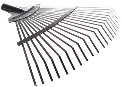 Aqbau® Laubbesen Laubrechen Aus Metall Gartenrechen Ohne Stiel Mit 20 Zinken 44 cm Breit Rechen Besen Schwarz Lackiert