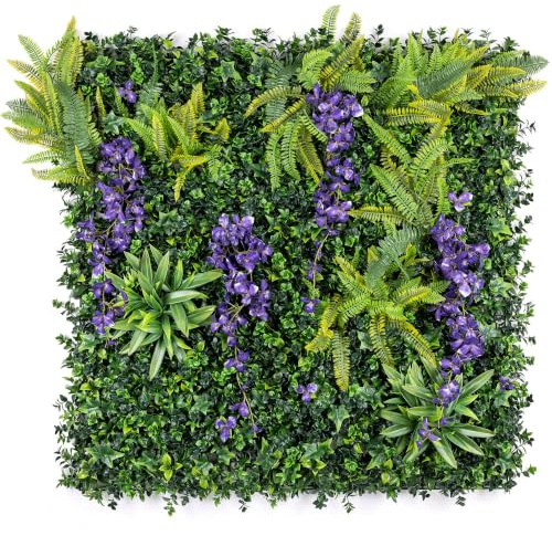 CHRISTOW Purple Wisteria Artificial Living Wall Panels, 1m x 1m, 3 Pack | 6 Panels, Each Measuring 1m x 50cm, Privacy Screening for Fences & Walls, Indoor & Outdoor Use, Waterproof & UV Protected