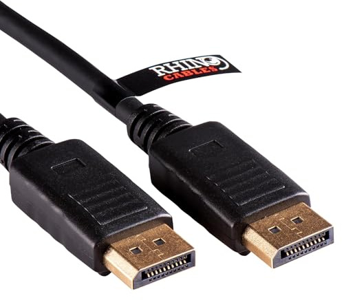 rhinocables Display Port to Displayport Cable, 0.5m - 15m Long DP to DP cable with Secure Gold-plated Locking Connector Lead for Monitor, HDTV, PC, and Graphics Card (3, 0.5m (50cm))
