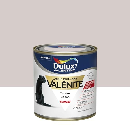 Dulux Valentine Peinture Laque Valénite Glycéro multisupport intérieur-extérieur – Grande résistance pour boiseries et ferronneries - Brillant Tendre Cocon COY24 0,5 L