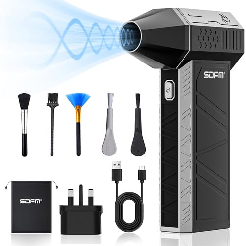 SDFM Powerful Compressed Air Duster-3 Gear Adjustable 130000RPM Electric Duster Good Replace can - Reusable no Canned for Computer Keyboard,Outdoors,Car,Home. (Black)