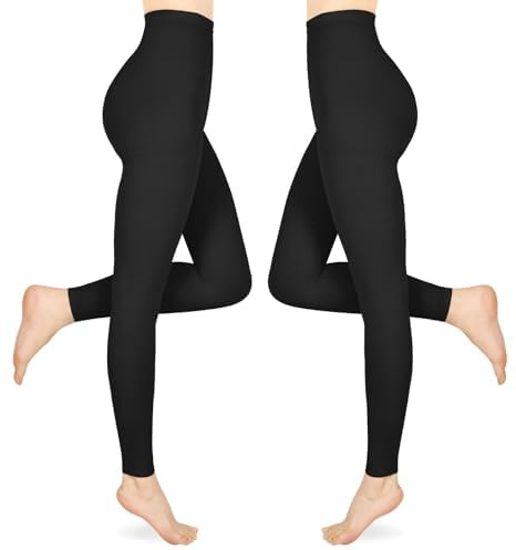 15-20 mmHg Medizinische Kompressionsstrumpfhose Damen & Herren Lang, 2 Paar Abgestufte Kompressionsstrümpfe Stützstrümpfe, Kompressionsleggins Damen für Krampfadern und Ödeme, Schwarz 2XL