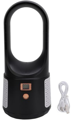 Septpenta Ventilatore da Tavolo USB Senza Pale, Ventilatore da Ufficio Silenzioso Compatto a 6 velocità, Ventola di Raffreddamento Personale con Display di Alimentazione per Camera (Nero)
