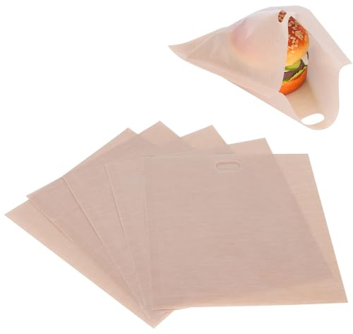5 Pack Reusable Toaster Bags, Non Stick Toasted Sandwich Bags Microwave Crisper Sheets Oven Bag Pizza Toastie Bags for Toaster Microwave Grill, Washable Toastie Bag(17 * 19CM)