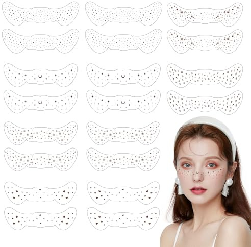 UILYNIU 10 Sheets Freckles Tattoo Stickers Face Temporary Tattoos,Waterproof Makeup Stickers,Temporary Face Tattoo Stickers,for Halloween, Music, Festivals, Masquerade, Party Decoration (10 PCS)