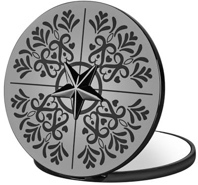 Tdaoxin Vintage Mini Petit Miroir de Poche,pour Sac à Main avec Agrandissement Double Face 1X/2X Miroir Portable,Miroir de Voyage Hommes et Femmes (Noir)