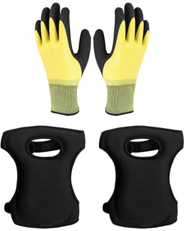 1 Paar Garten-Knieschützer Und 1 Paar Gartenhandschuhe, Wasserdichte Und Verschleißfeste Handschuhe, Schwammelastische Knieschützer, Gartenarbeitsbedarf