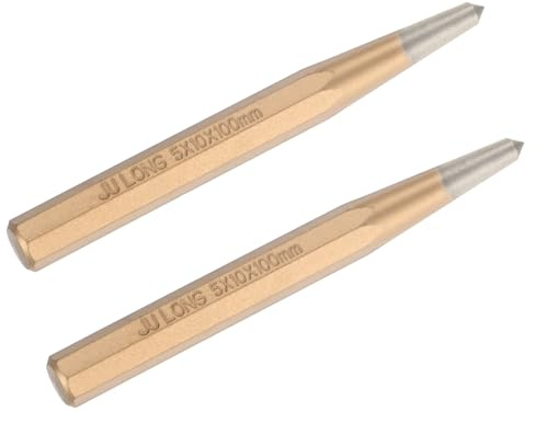 M METERXITY Lot de 2 poinçons centraux avec pointe de tige de 5 mm, outil de poinçonnage central en alliage d'acier résistant aux chocs pour marquer/perçage/poinçonnage/traçage/localisation/clou de