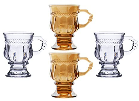 PRETYZOOM Set Di 4 Tazze Da Tè E Caffè in Con Manici in Rilievo Vintage Stile Europeo Per La Casa
