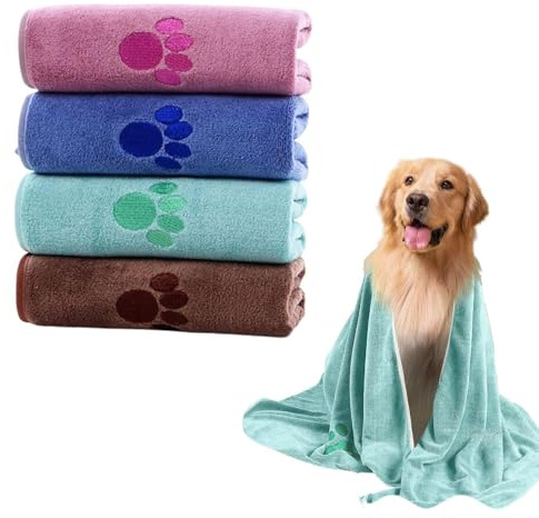 NYGGTYK 4 Piezas De Toallas para Mascotas, Toallas De Baño De Gatos Y Perros, Toallas De Lujo Suaves, Toallas Absorbentes Reutilizables, Suministros para Mascotas